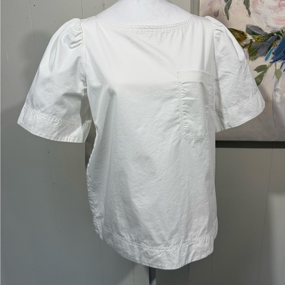 Kate Spade White Puff Sleeve Top with pocket - Picture 2 of 10